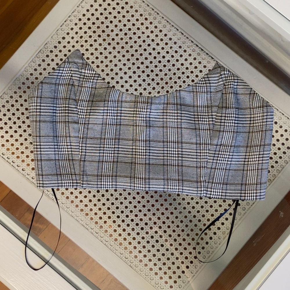 Chic Black and White Plaid Strapless Bra Top size XS from 1Z45 for LF Crop Top